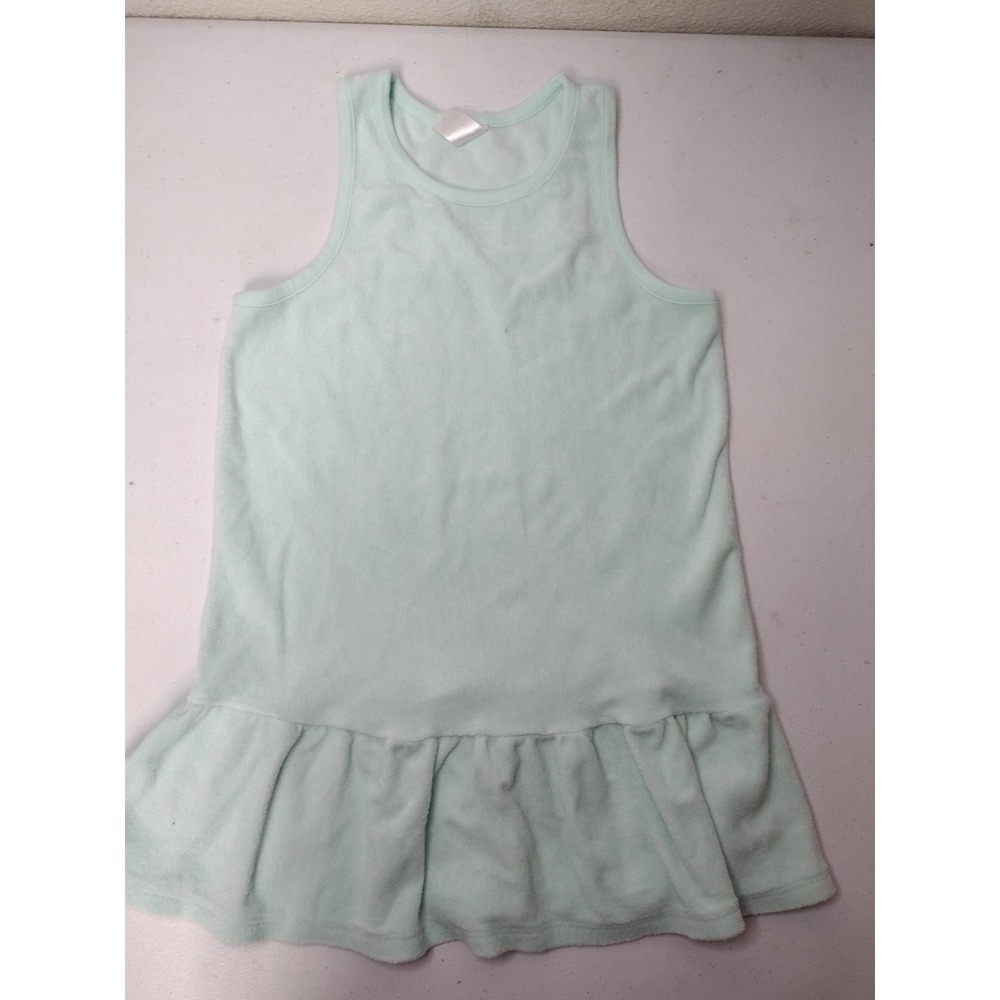 Carters Girls Mint Green Terry Cloth Ruffle Drop Waist Tank Dress Size 7